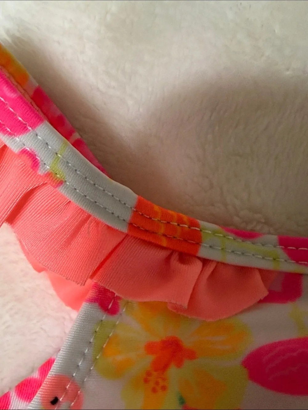 healthtex Neon Pink Floral & Flamingo Ruffle One-Piece Swimsuit